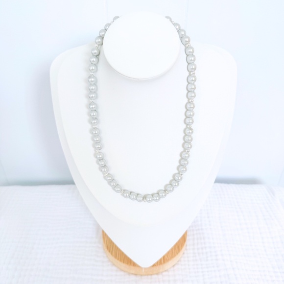 NEW Grey Shell Pearl Necklace 18” sterling - Sterling Silver - Picture 1 of 5